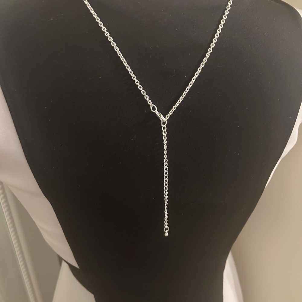 Silver and Crystals Tassel Long Necklace - Picture 4 of 5